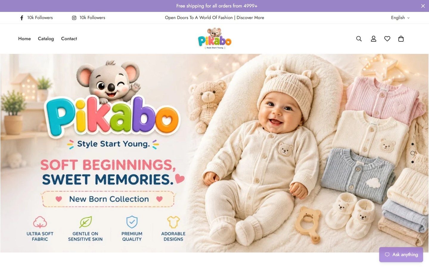Pikabo website, desktop view