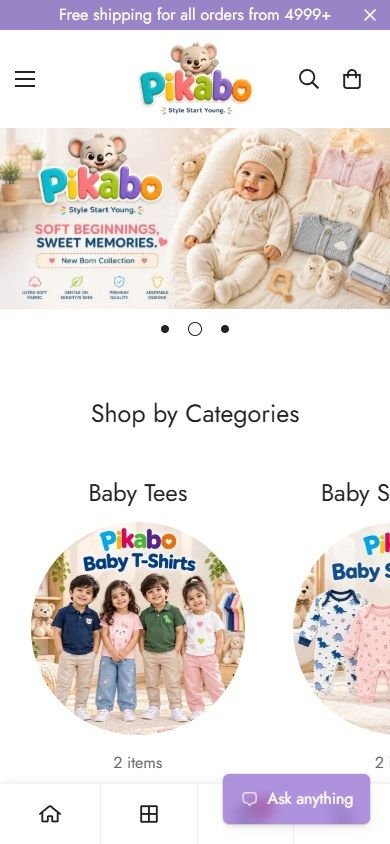 Pikabo website, mobile view