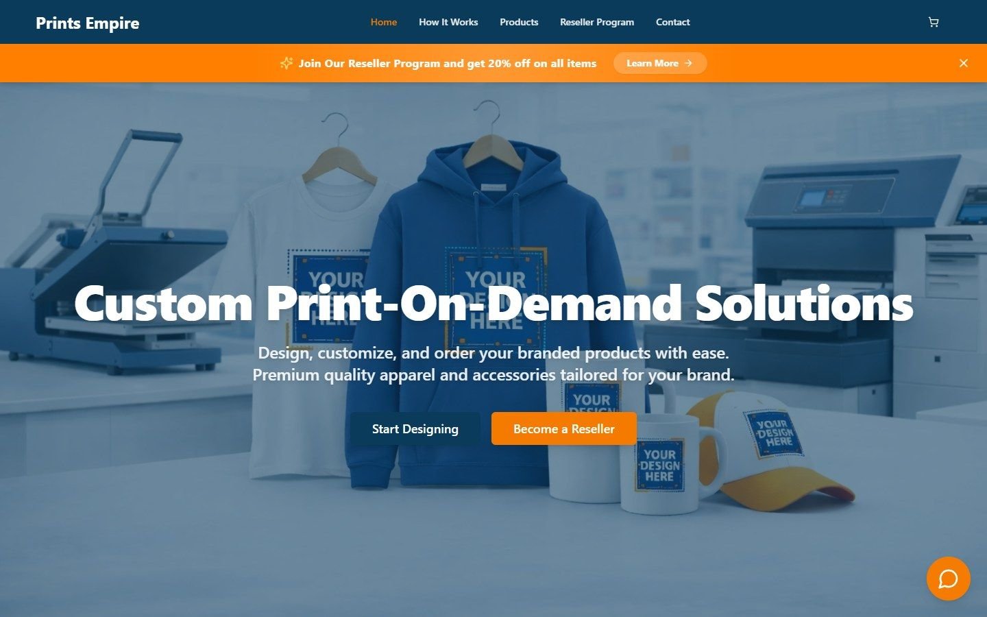 Prints Empire website, desktop view