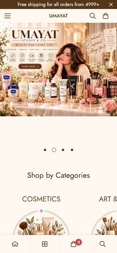 Umayat website, mobile view